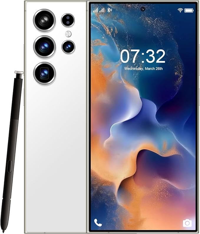 KILAO 6.82Inch Unlocked Cell Phone C24 Ultra Android Phones 12GB RAM+512GB ROM Full Screen Straight Talk Phone Dual Sim Boost Mobile Phones Smart Phones Unlocked New for Android14.0 (White)