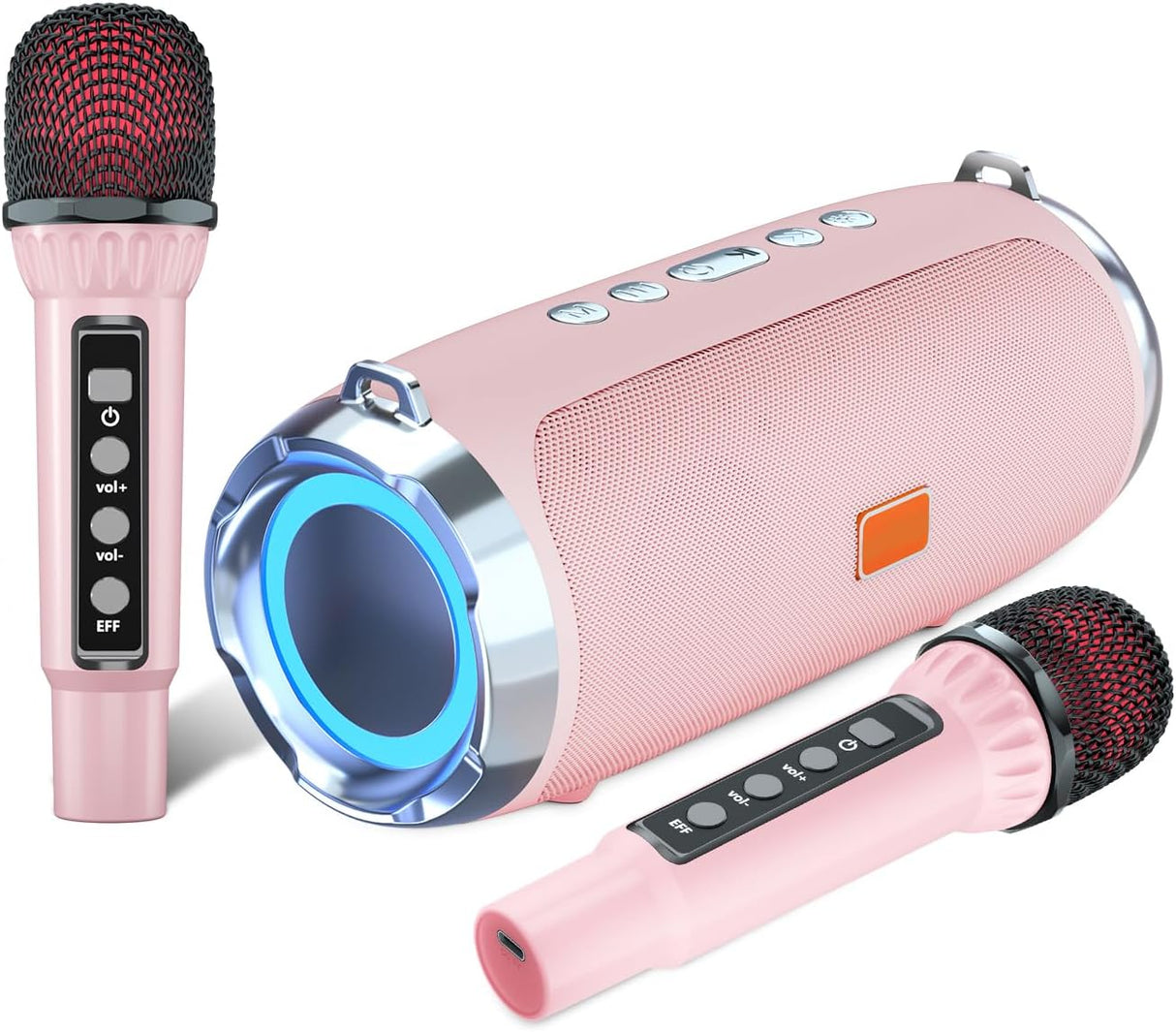 Karaoke Machine, Portable Bluetooth Speaker with 2 Wireless Microphones