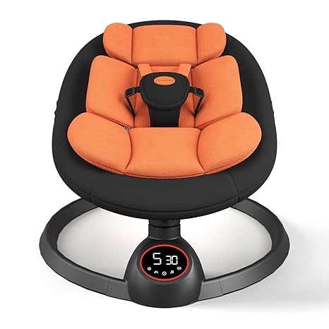 monniebaby - Electric Baby Swings for Infants, Portable Baby Swing with Preset Melodies, Bluetooth Swing for Newborn, Indoor & Outdoor(Black)