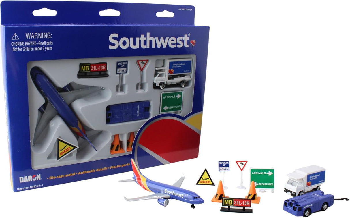 Daron Hawaiian Airlines 12 Piece Playset with Die-Cast Metal Model Airplane