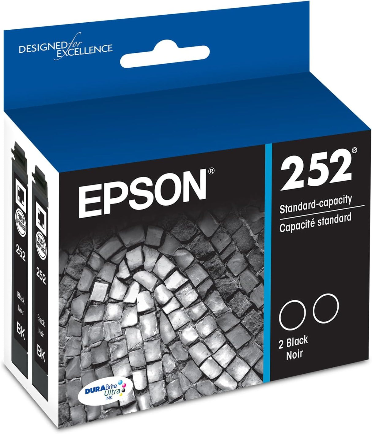 EPSON 252 DURABrite Ultra Ink Standard Capacity Black Dual Cartridge Pack (T252120-D2) Works with WorkForce WF-3620, WF-3640, WF-7110, WF-7610, WF-7620, WF-7710, WF-7720, WF-7210