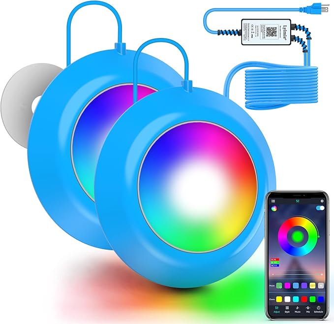 LyLmLe LED Pool Lights 50W Double Lights for Giant Pools, 12V APP Control Underwater Light with Magnet & Timer, 2000lm, IP68 Waterproof Submersible Light for Aboveground and Inground Pools