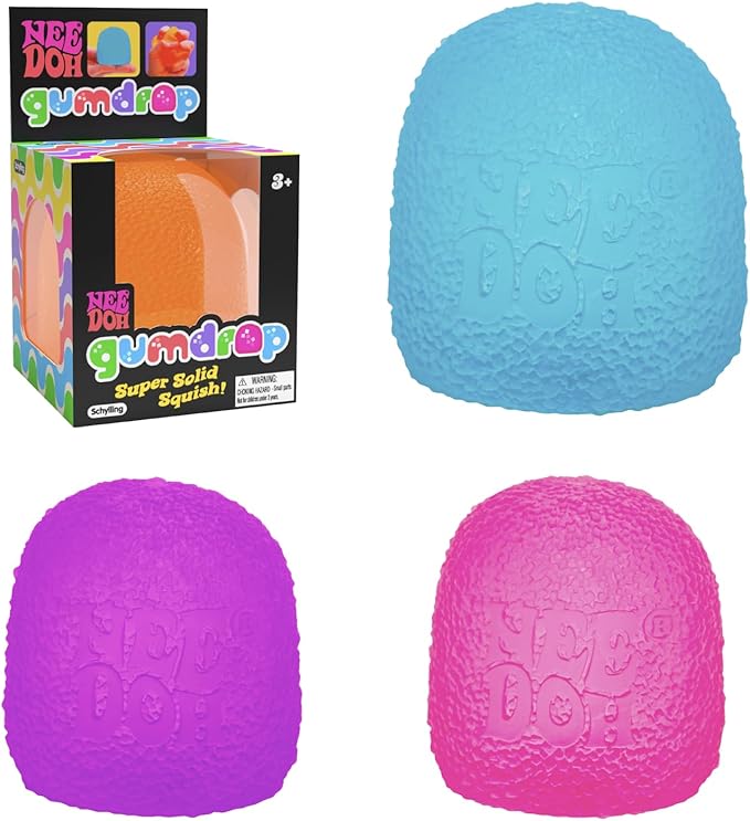 Schylling NeeDoh Gumdrop - Textured Sensory Toy with Super Solid Squish - 2.5" Tall - Colors May Vary (Pack of 1)