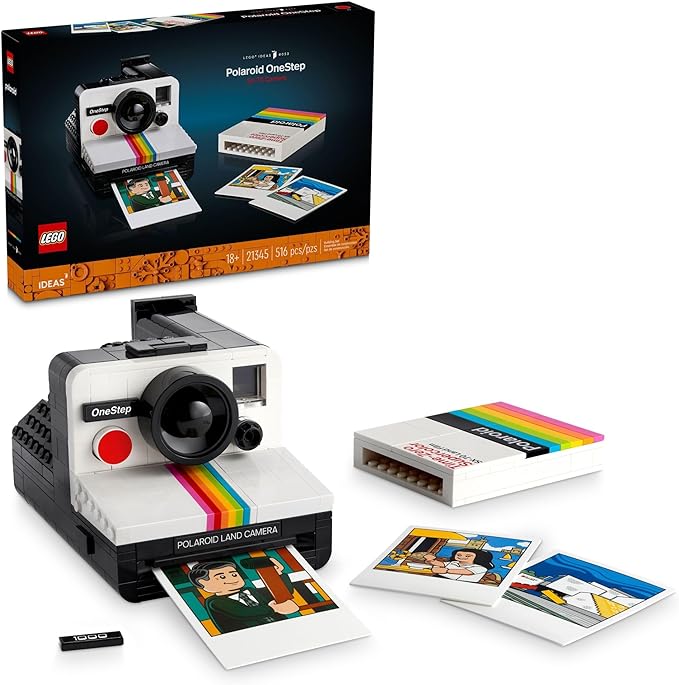 LEGO Ideas Polaroid OneStep SX-70 Building Set for Adults - Vintage Polaroid Model DIY Craft Kit, Ages 18+ - Collectible & Unique Gift for Him & Her - 21345