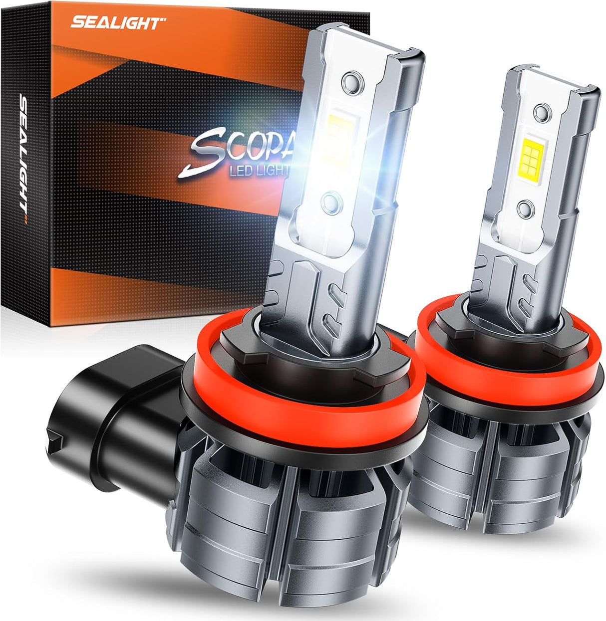 SEALIGHT H11 H9 H8 LED Fog Light Bulb,12000LM 6500K White Light H11 LED Fog Lights, 1:1 Design Replacement H11/H8/H9 Fog Light Bulbs, Pack of 2