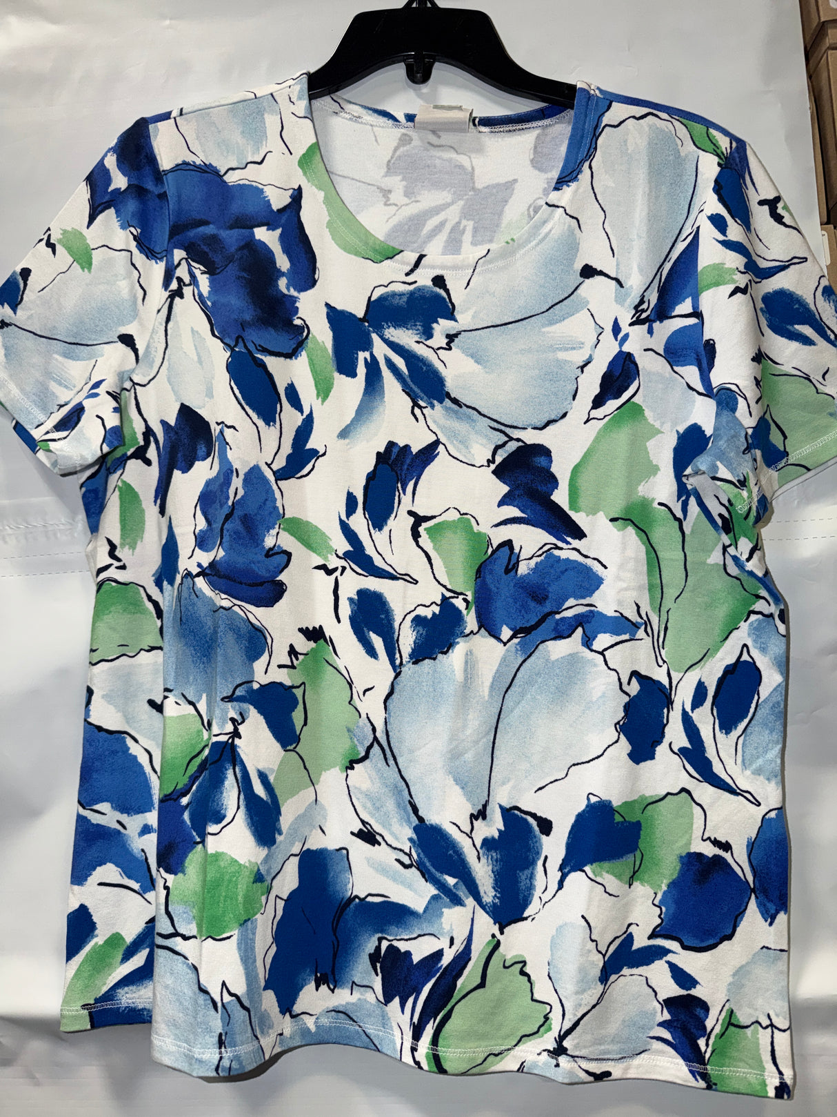 Chico's The Weekend Collection Floral Scoop Neck Tee
