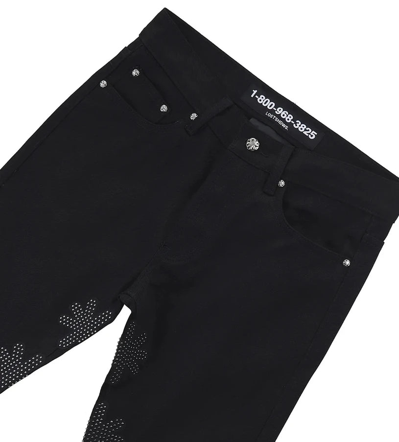 LOST SHDWS STUDDED DENIM PANT BLACK/BLACK