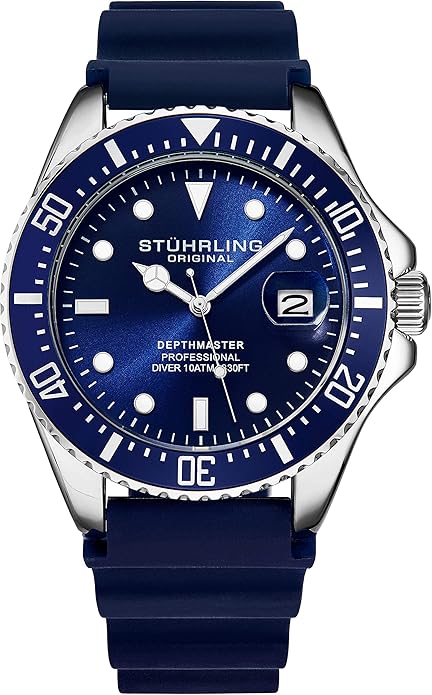Stuhrling Original Men's Watch Dive Watch Silver 42 MM Case
