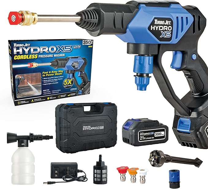 Ontel Turbo Jet HydroX5 Pro Portable Cordless Pressure Washer (Unused, Missing Pieces - Included Items Shown in Second Picture)