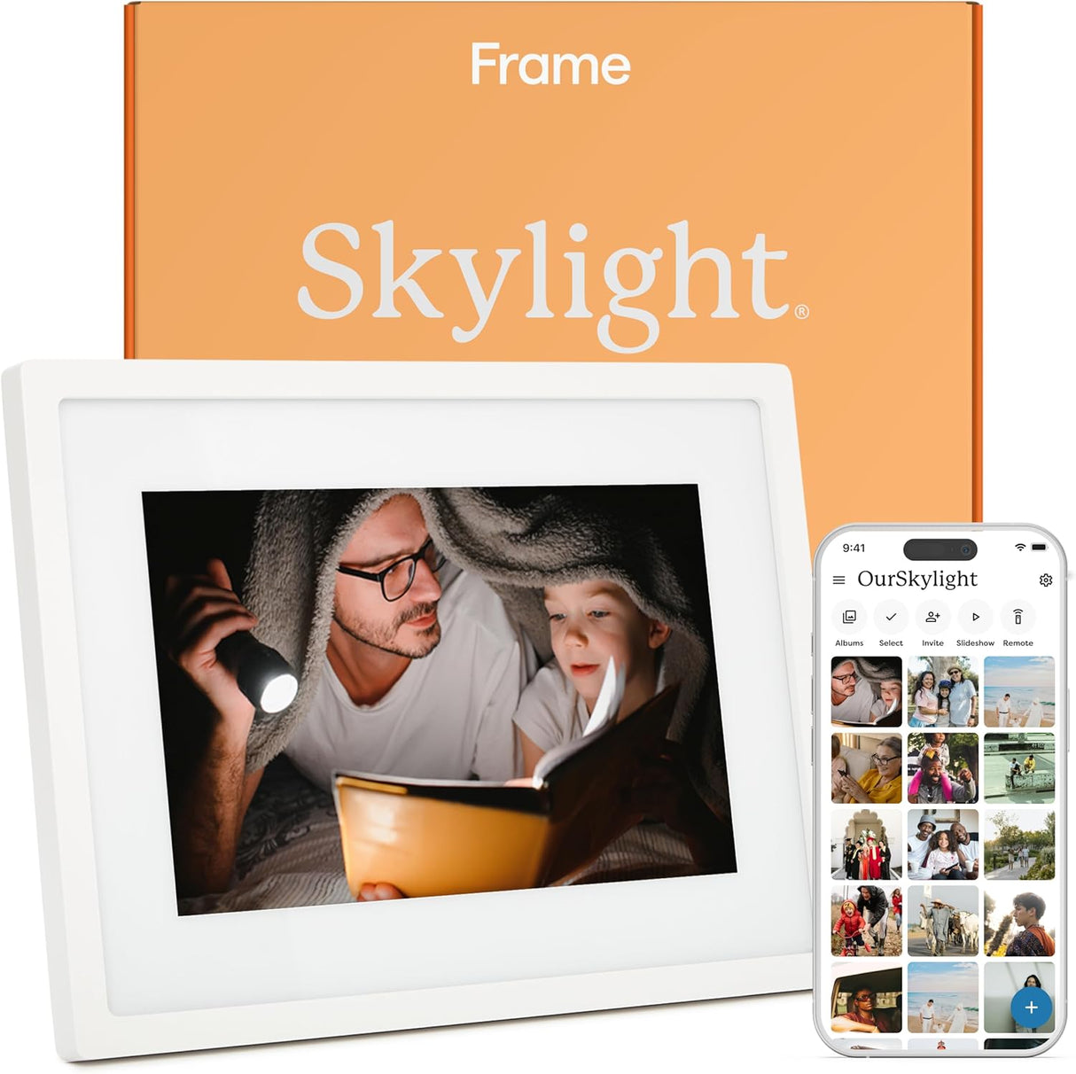 Skylight Digital Picture Frame - WiFi Enabled with Load from Phone Capability, Touch Screen Digital Photo Frame Display - Customizable Gift for Friends and Family - 10 Inch White