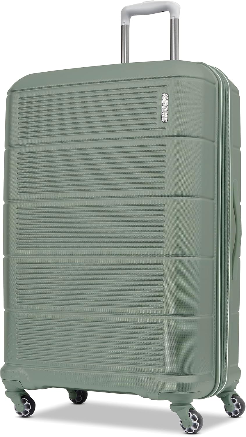American Tourister Stratum 2.0 Expandable Hardside Luggage with Spinner Wheels, Checked-Large, Jade Green