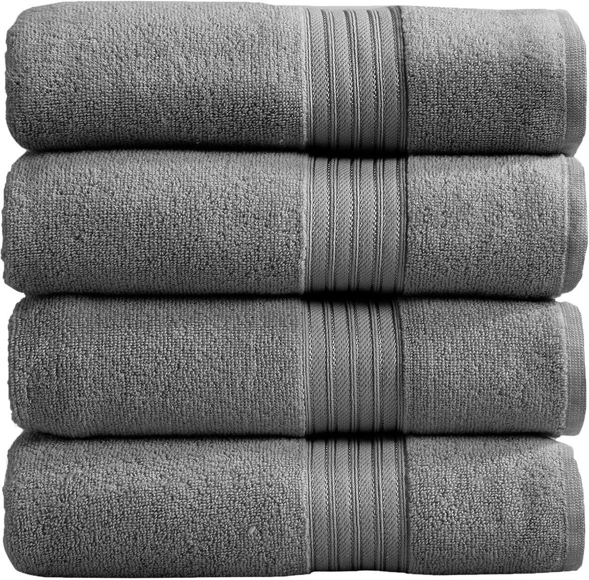 Dark Grey Bath Towels - 100% Cotton 4 Pack 54x27 Bath Towel Set - Lightweight, Absorbent, Quick-Dry Towels for Bathroom
