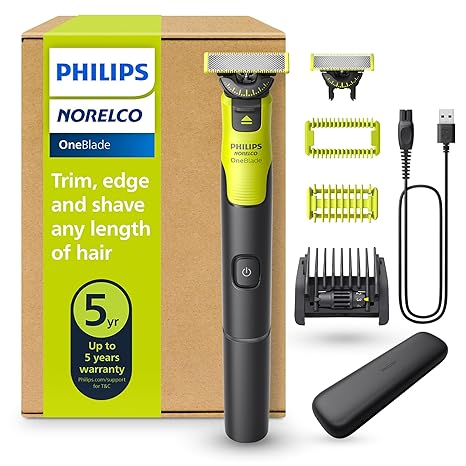 Philips Norelco OneBlade 360 with Connectivity Hybrid Face + Body, Electric Beard Trimmer, Shaver and Body Groomer Kit with 360 Blade Tech, 1x360 Blade, 5-in-1 Comb, Travel Case, Model QP4631/90