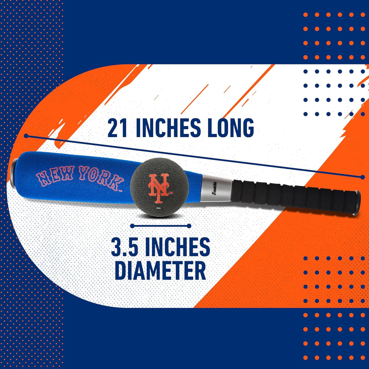 Franklin Sports MLB Jumbo Foam Baseball Bat + Ball Sets NEW YORK METS