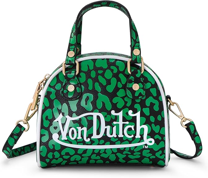 Von Dutch Womens Animal Print Bowling Bag Purse