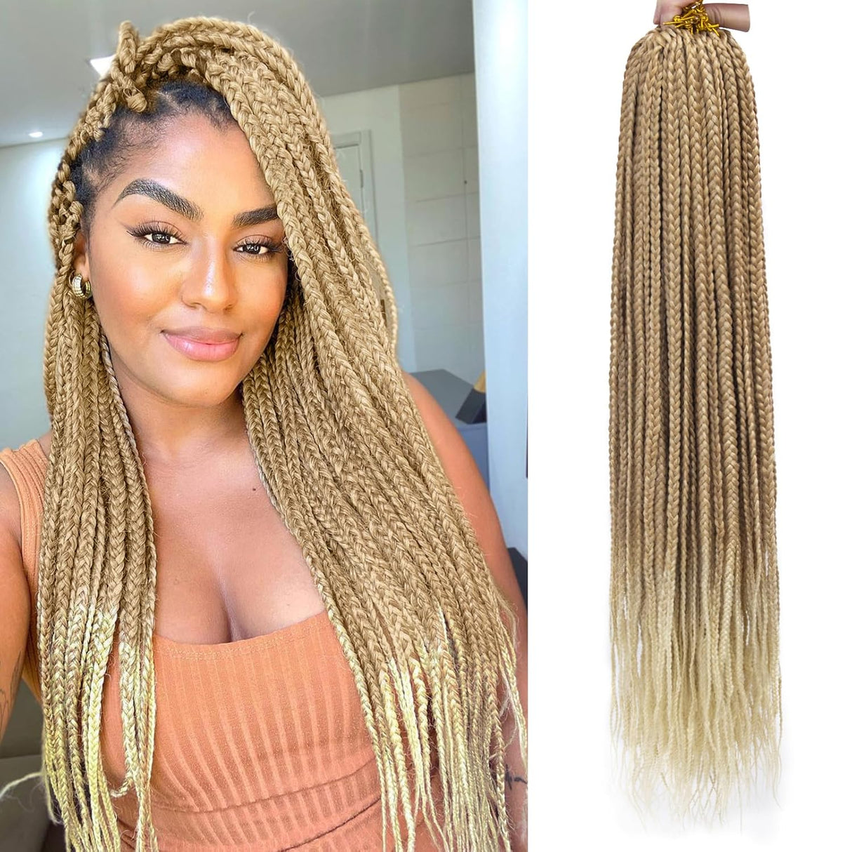 Crochet Box Braids 6Packs 22Inch Pre-looped Synthetic Crochet Braids for Black Women