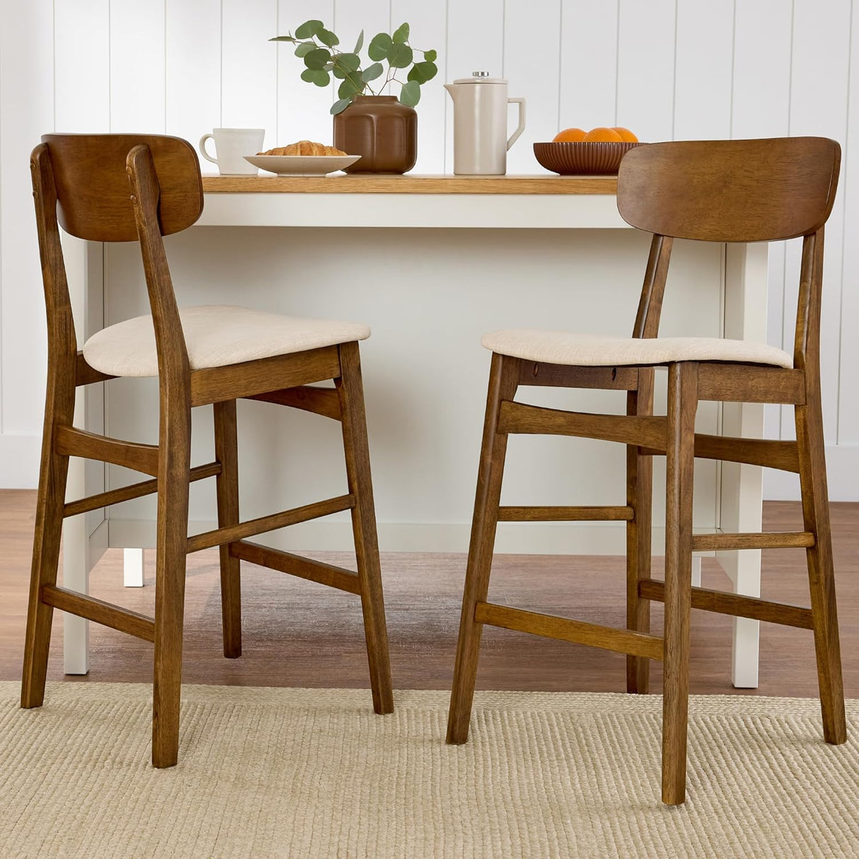 Best Choice Products Bar Stool Set of 2 - Walnut/Cream