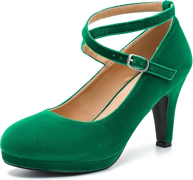 LIURUIJIA Women's Platform High Heels Sexy Cross Ankle Strap Pumps Wedding Work Party Dress Shoes Size: 8.5