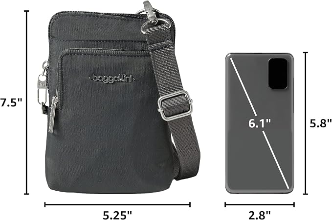 Baggallini Women's Securtex Anti-theft Activity Crossbody Bag - Charcoal