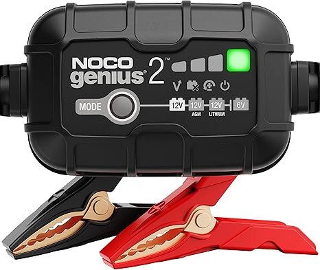 NOCO GENIUS2: 2A 6V/12V Smart Battery Charger, Maintainer and Desulfator