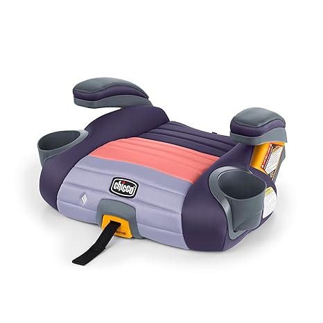 Chicco GoFit ClearTex Plus Backless Booster Car Seat, Latch Attachment, Quick-Release Latch Removal, Portable Car Booster Seat for Children at Least 4 Years Old and 40-110 lbs | Sunset/Purple