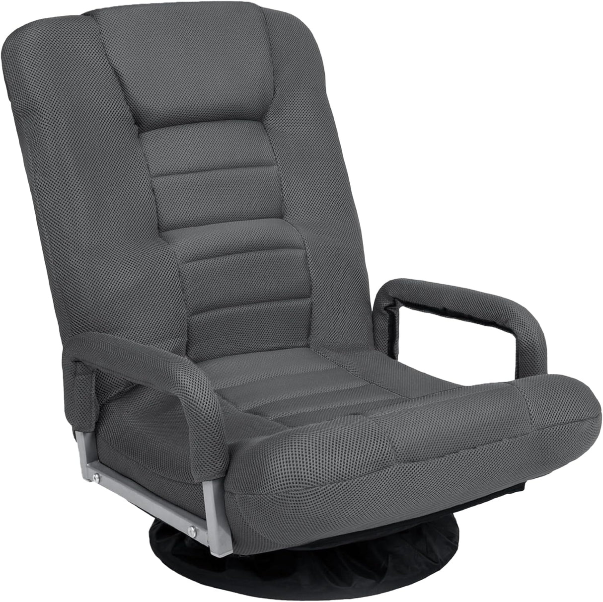 Best Choice Products Swivel Gaming Chair 360 Degree Multipurpose Floor Chair Rocker for TV, Reading, Playing Video Games w/Lumbar Support, Armrest Handles, Adjustable Foldable Backrest - Dark Gray