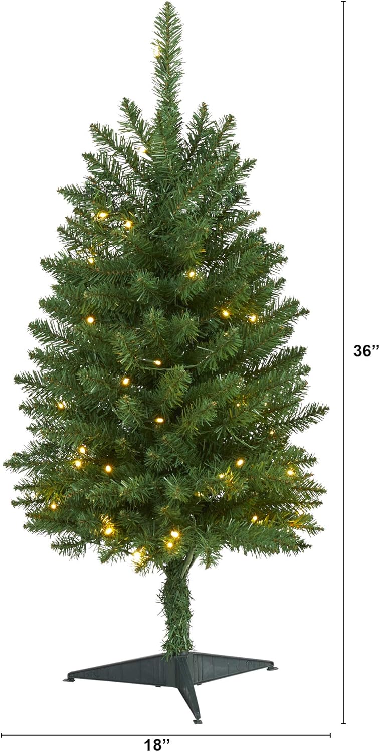 3ft. Slim Green Mountain Pine Artificial Christmas Tree with 50 Clear LED Lights