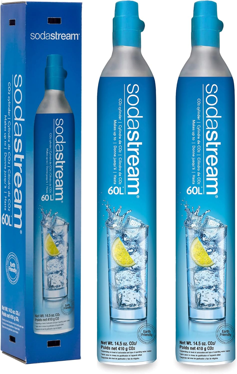 SodaStream CO2 Gas Refill Pack - 2 Cylinders, BLUE Screw-in System - Compatible with Fizzi, OneTouch, Jet, Spirit, Penguin