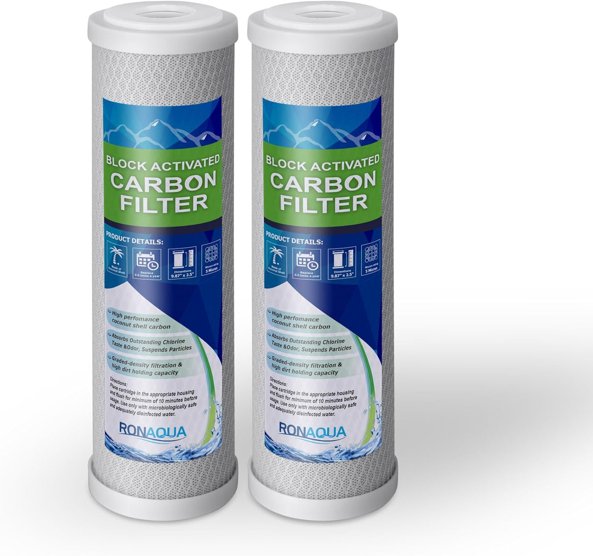 Block Activated Carbon Coconut Shell Water Filter Cartridge 5 Micron for RO & Standard 10”