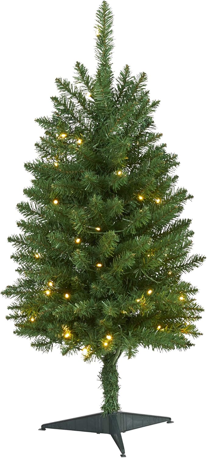 3ft. Slim Green Mountain Pine Artificial Christmas Tree with 50 Clear LED Lights