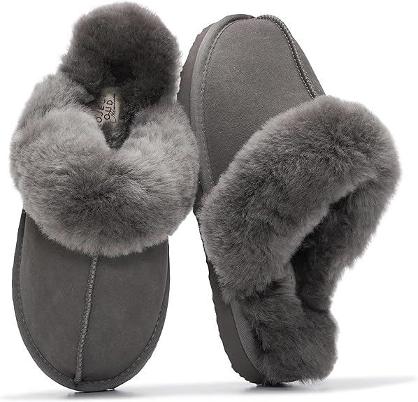 Project Cloud 100% Genuine Leather Slippers for Women Footwear Hedy/Grey/Size:6 (US)