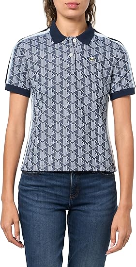 Lacoste Women's Slim Fit Monogram Jacquard Polo Shirt 46-14