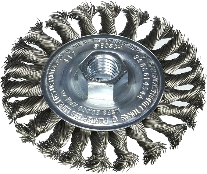 Bosch WB544 4-InchCarbon Steel Full Cable Knotted Wire Wheel, 5/8-Inch x 11 Thread Arbor