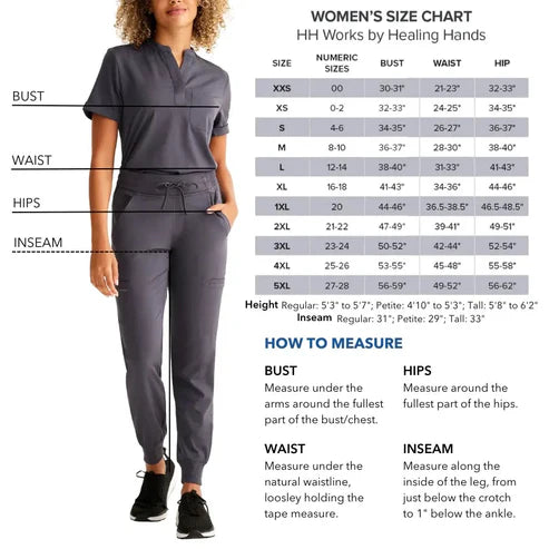 Healing Hands HH Works Mariah Scrub Top - Black - Size Large