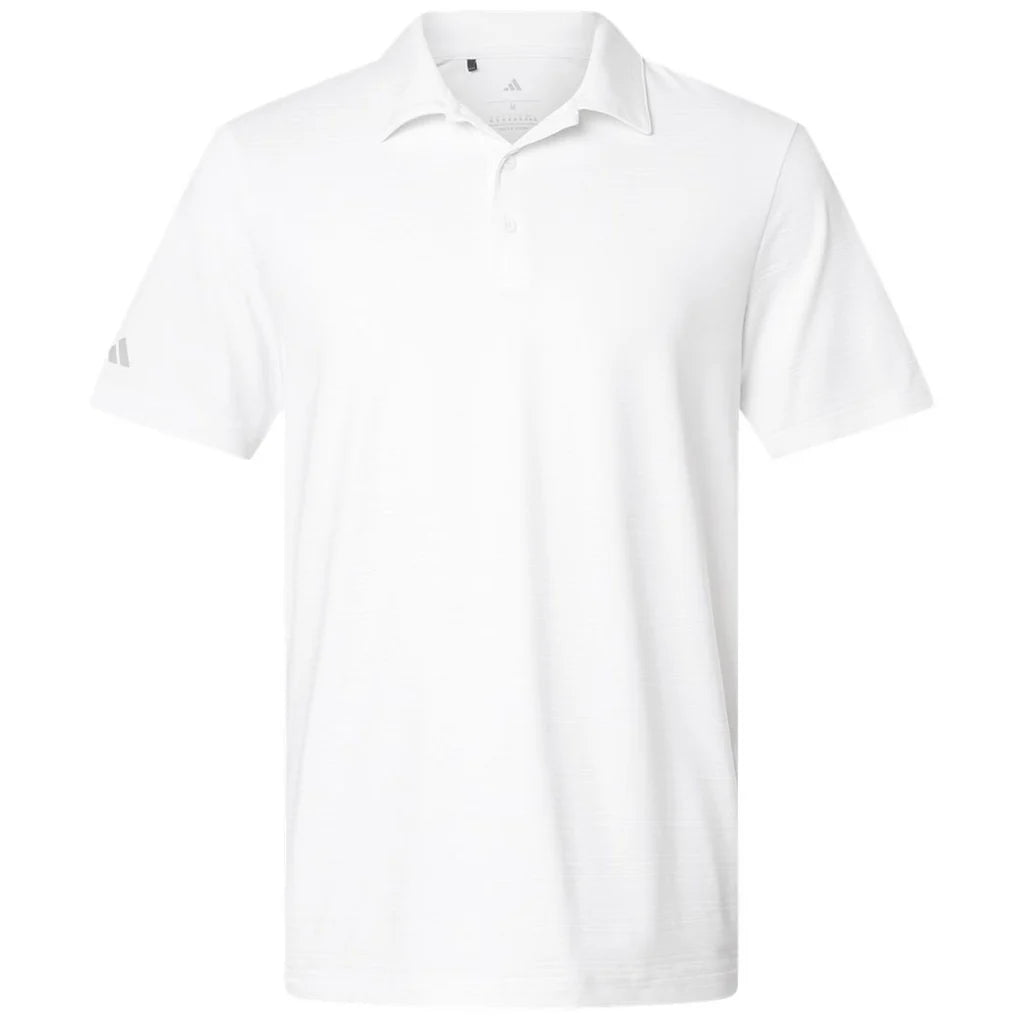 Adidas Men's White Textured Stripe Polo - Multiple Sizes Available!