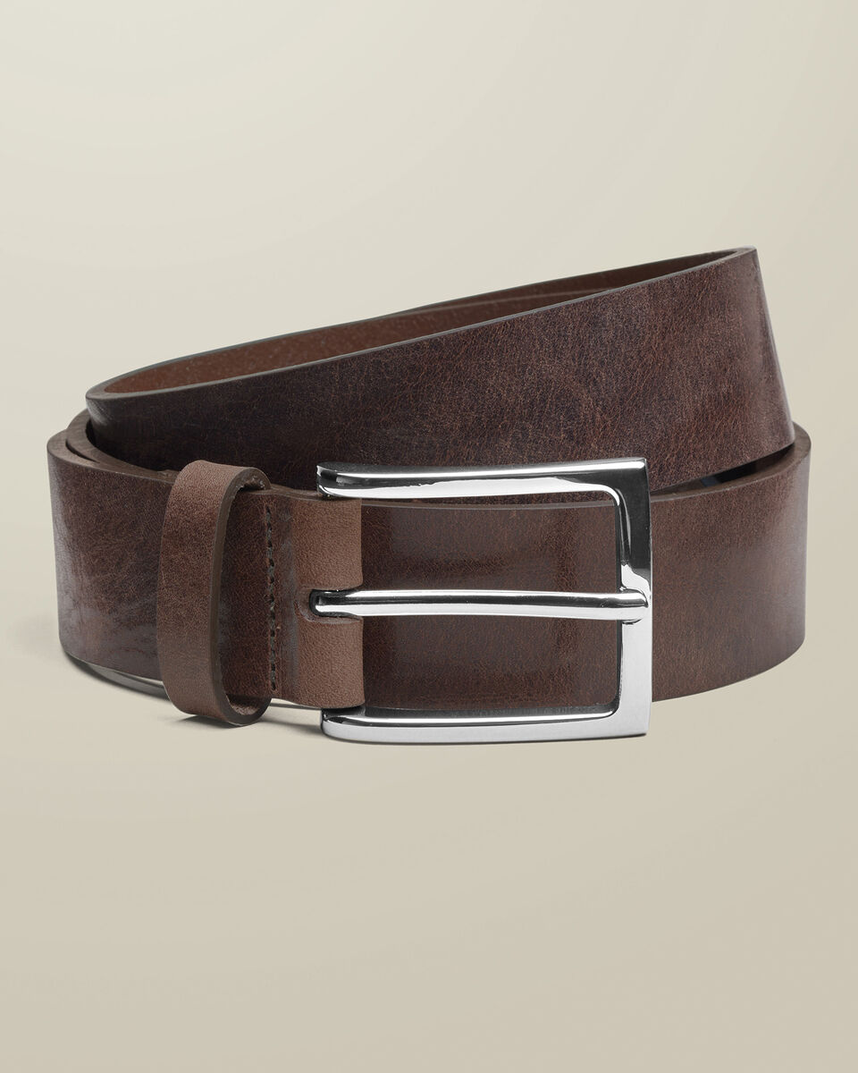 Charles Tyrwhitt - Leather Chino Belt - Chocolate Brown Size 30"