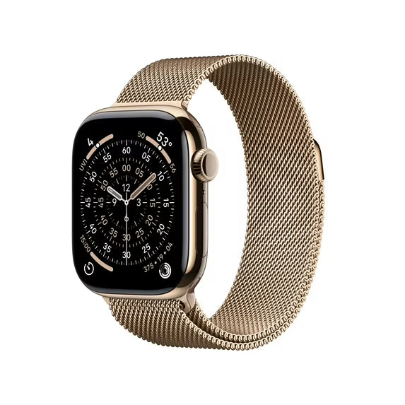 Apple Watch Series 11 GPS + Cellular 42mm Gold Titanium Case with Gold Milanese Loop