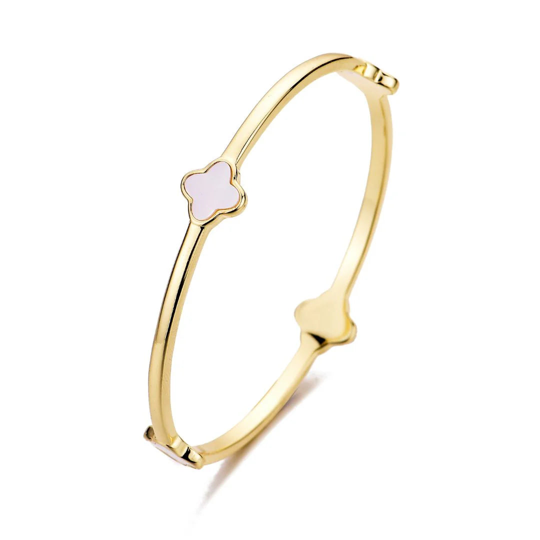 14k Gold Plated Clover Bangle