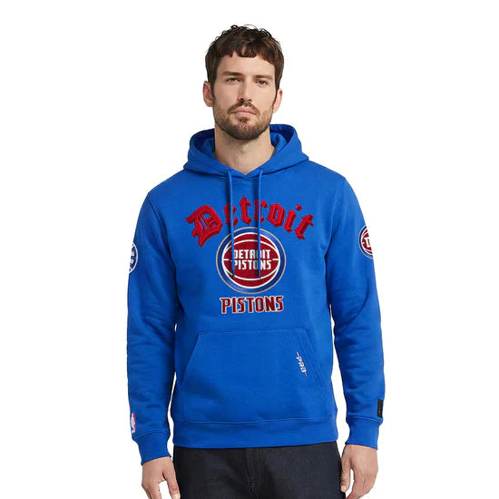 NBA Detroit Pistons Old English Men's Pullover Hoodie - Royal Blue - XL