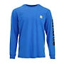 (S) Carhartt Men's Loose Fit Heavyweight Exclusive Logo Graphic Long-Sleeve Pocket T-Shirt- Beacon Blue Heather