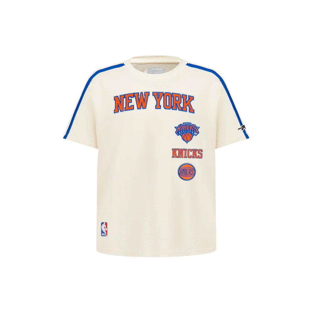 PRO STANDARD - LITTLE KIDS SZ 7 - NBA NEW YORK KNICKS RETRO CLASSIC - SHORT SLEEVE TAPING TEE - EGGSHELL/ROYAL