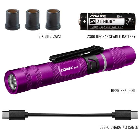 COAST Products HP2R 280 Lumen Rechargeable Penlight with Twist Focus