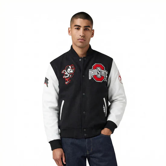 Ohio State University Classic Men's Wool Varsity Jacket - Black/White - XL