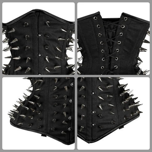 Lara Leather Steampunk Steel Boned Cotton Under Bust Corset