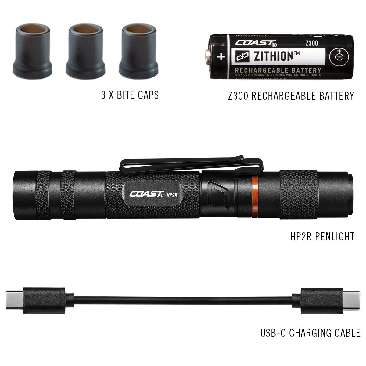 COAST Products HP2R 280 Lumen Rechargeable Penlight with Twist Focus