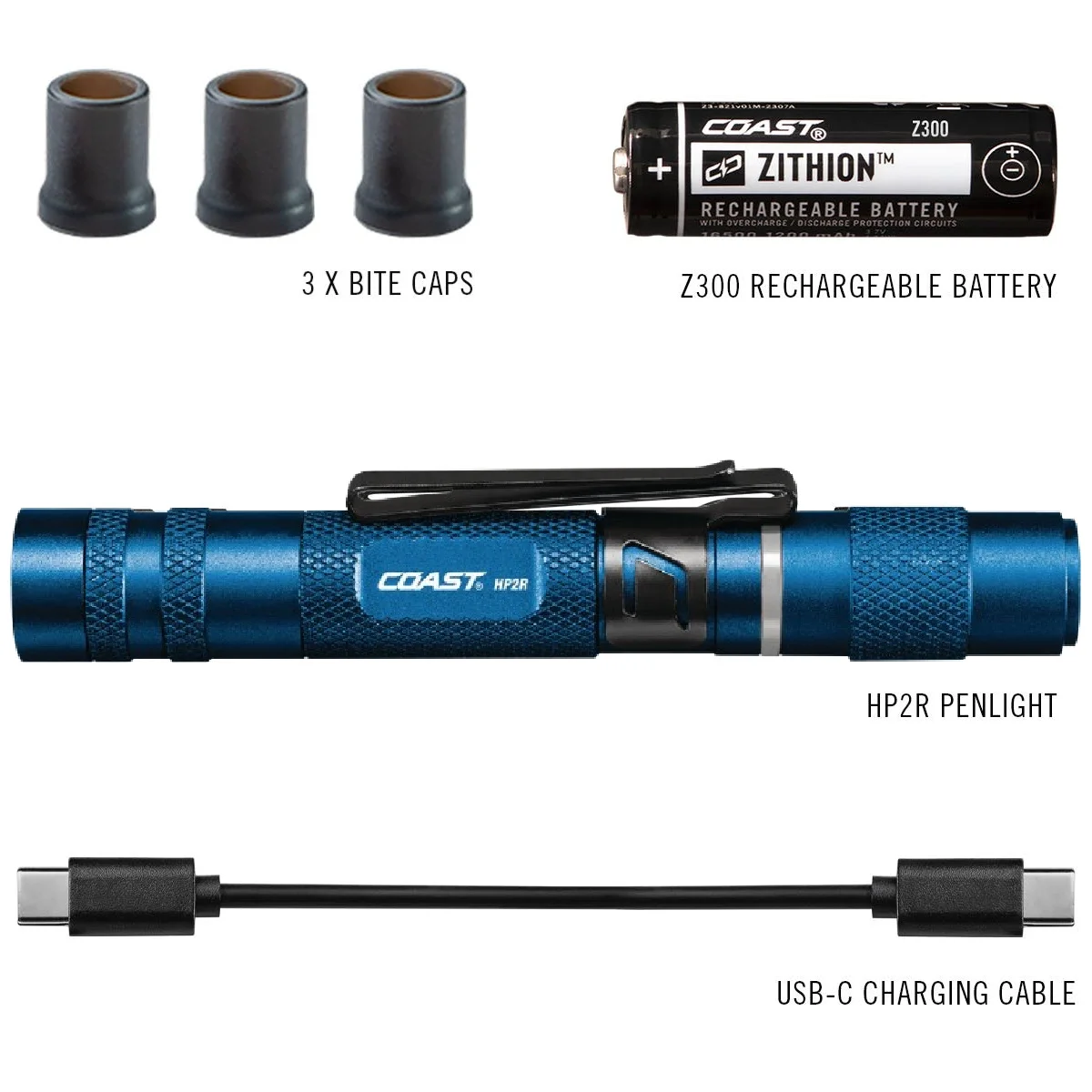 COAST Products HP2R 280 Lumen Rechargeable Penlight with Twist Focus