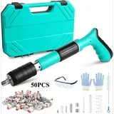 Unbranded Concrete Nail Gun Kit with 50pcs Nails, 5 Speed Adjustable Manual Steel Nail Gun Wall