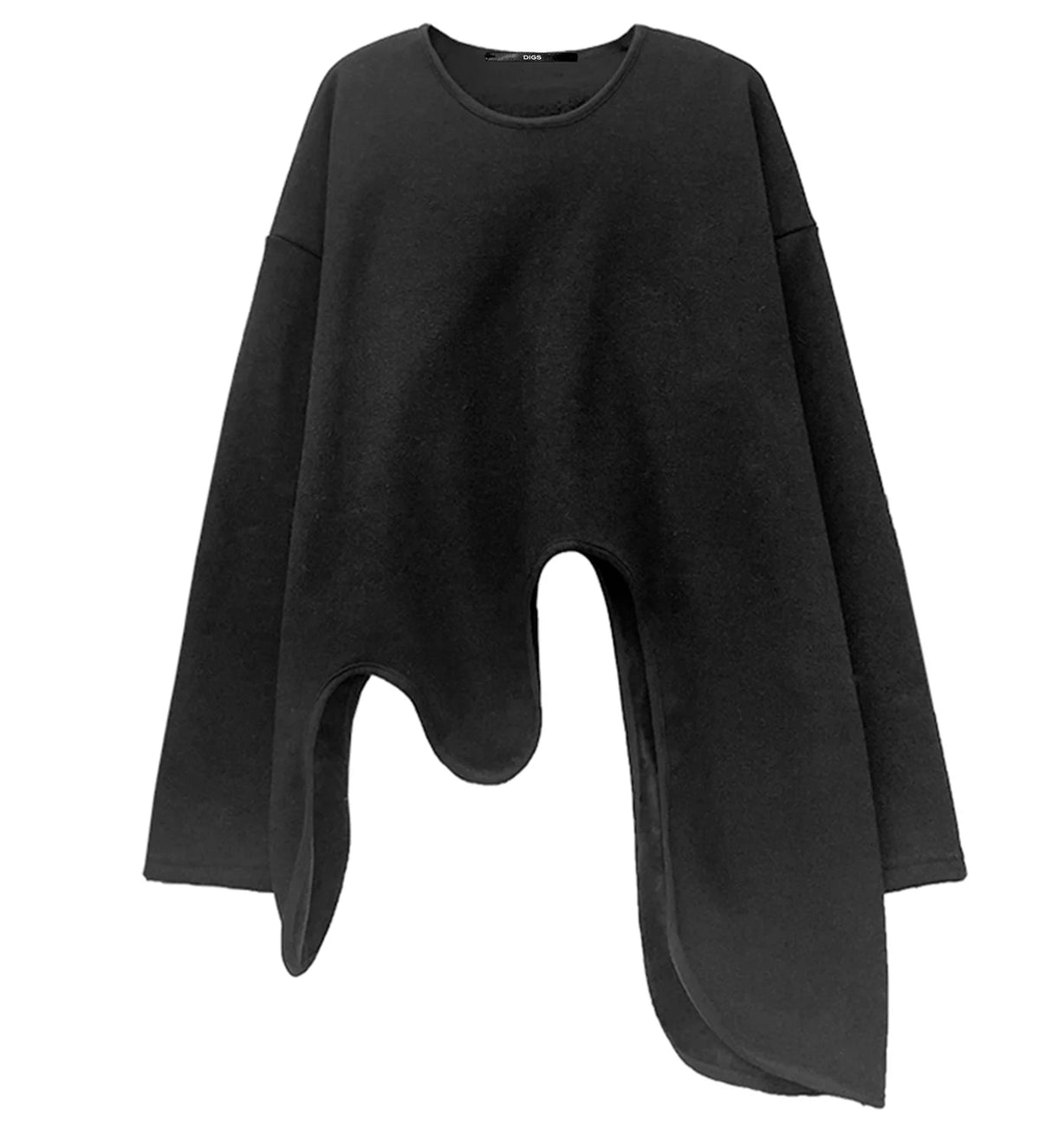 DIGS Curved Hem Sweatshirt in Black, Size OS Small