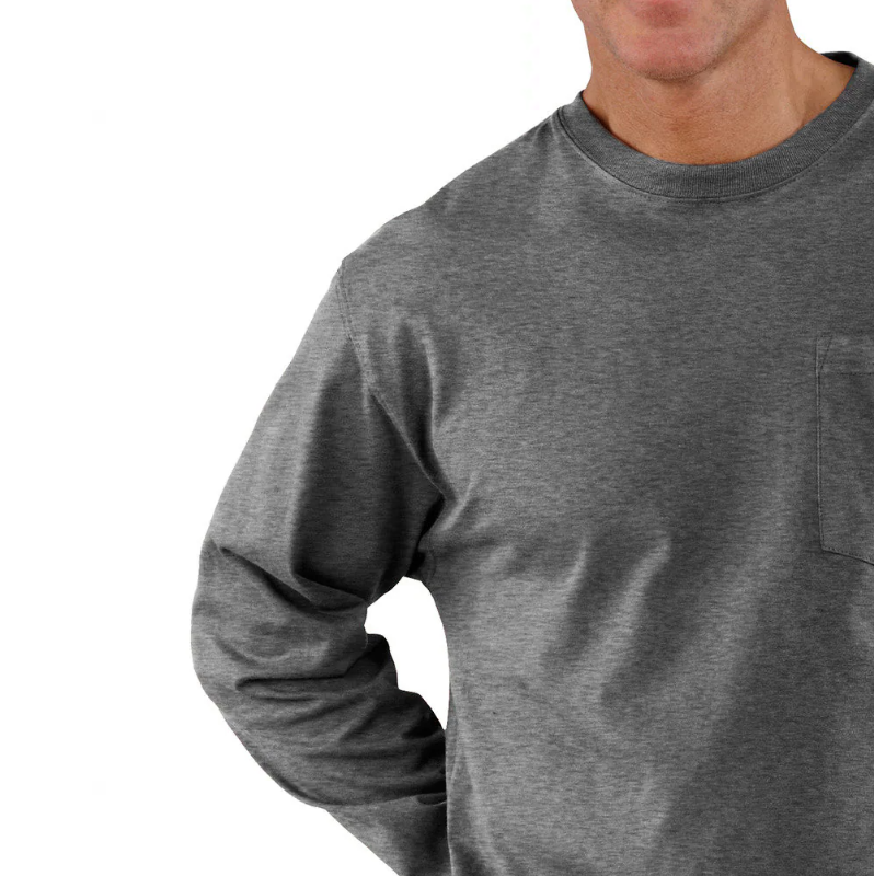 (S) Carhartt Men's Loose Fit Heavyweight Exclusive Logo Graphic Long-Sleeve Pocket T-Shirt-