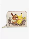 DISNEY-Loungefly Pokémon Pikachu & Eevee Floral Zip Wallet — BoxLunch Exclusive